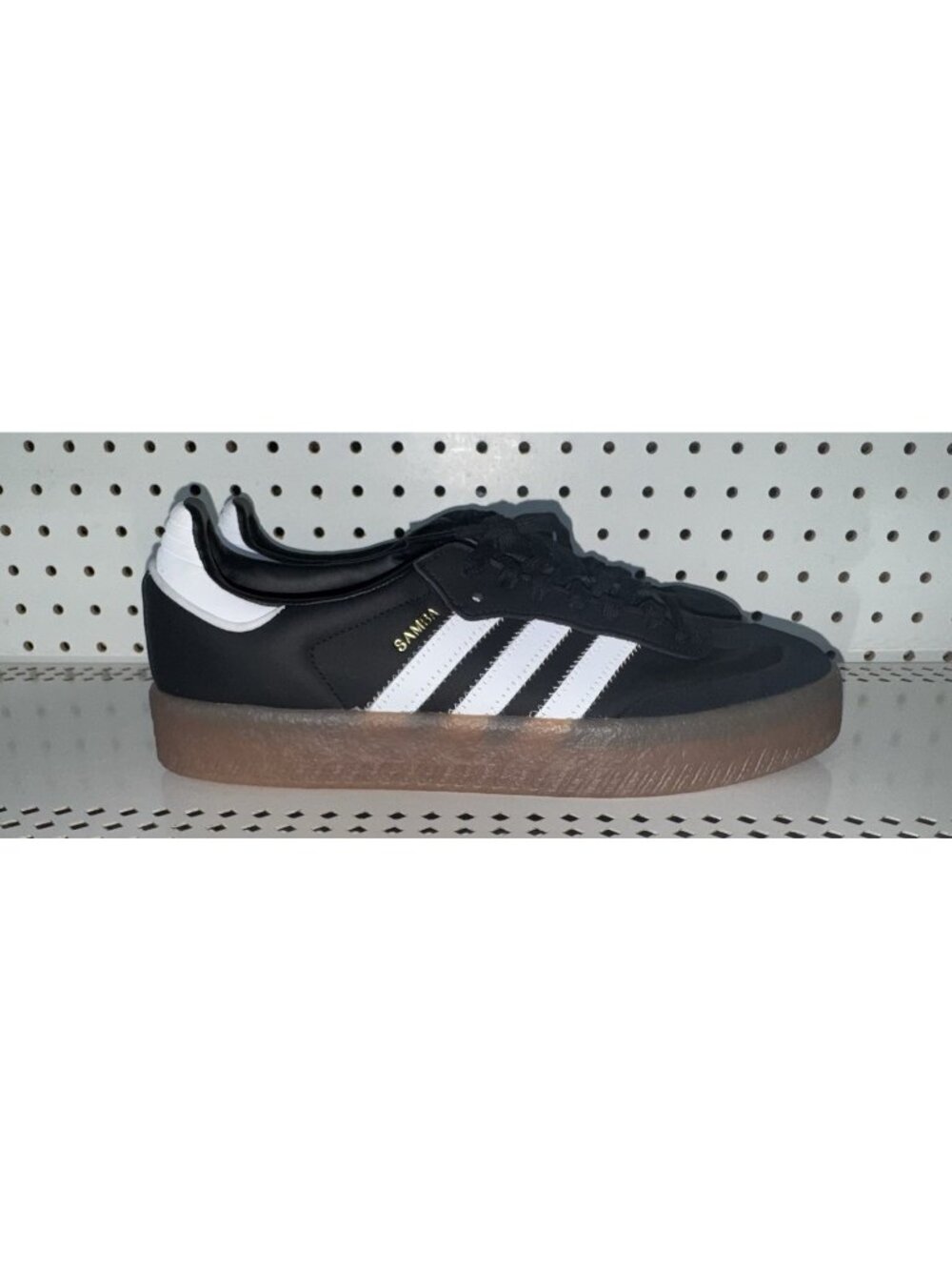 Adidas Sambae Womens Leather Athletic Shoes Sneakers Size 11 Black White Gum